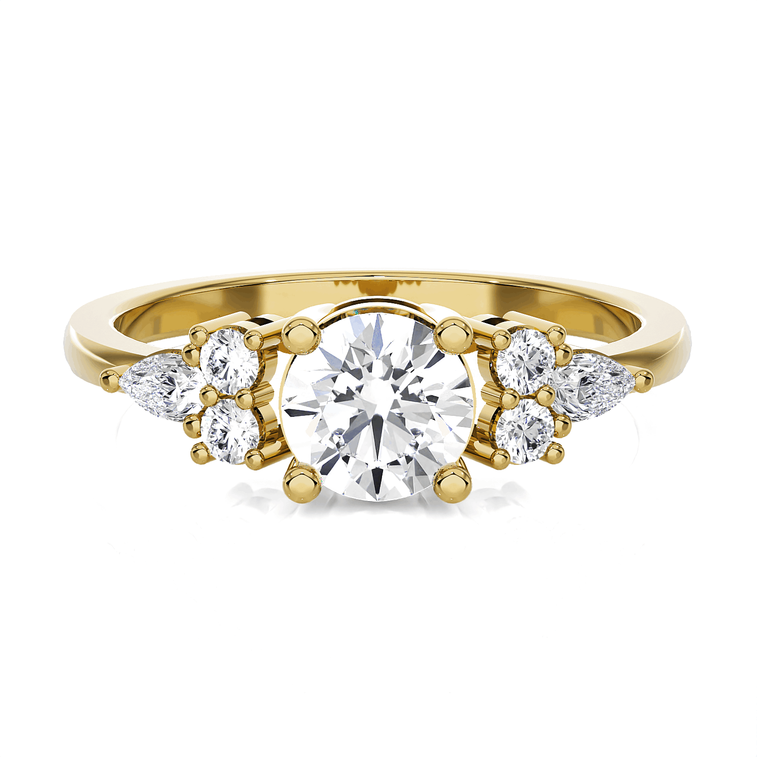 Round Lab Grown Diamond Side Stone Engagement Ring