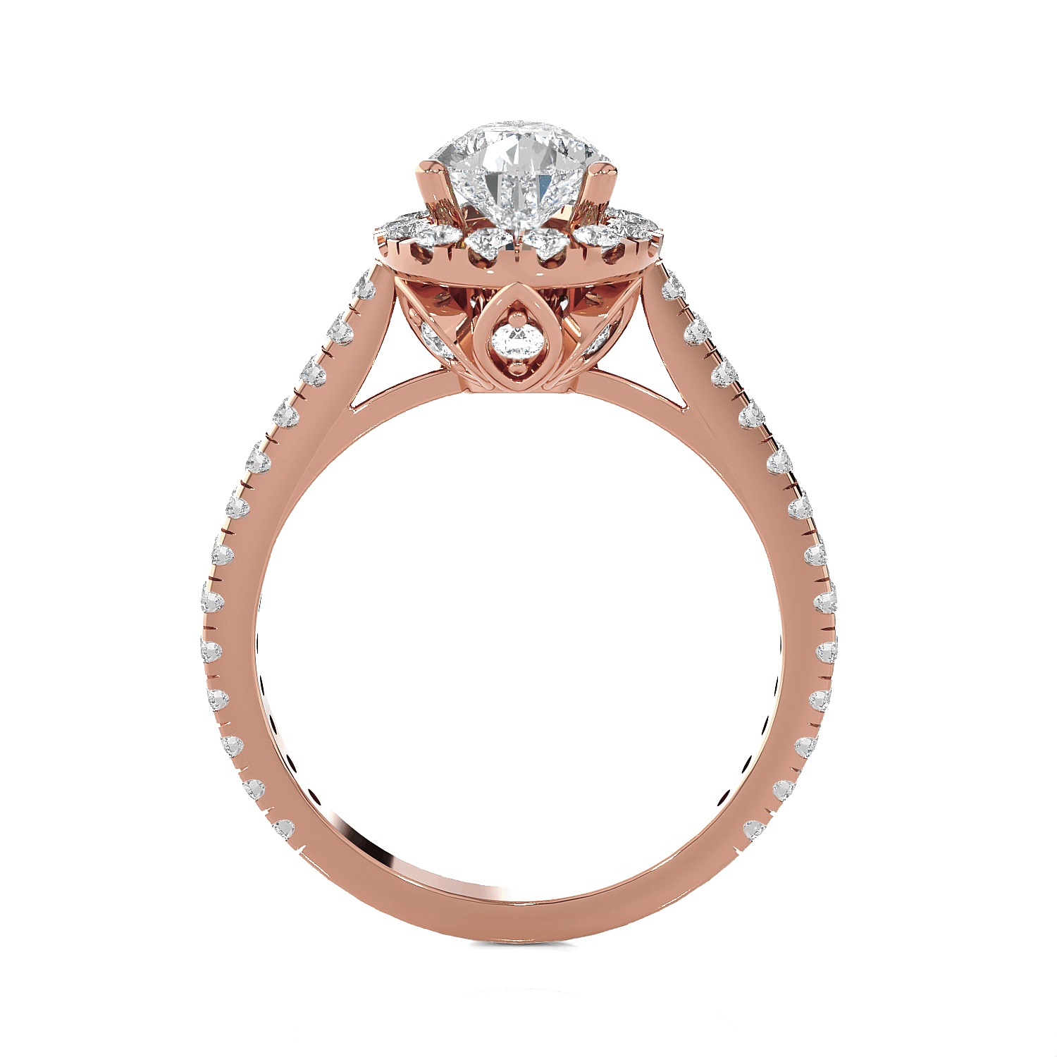 Pear-Shaped Lab Grown Diamond Halo Engagement Ring