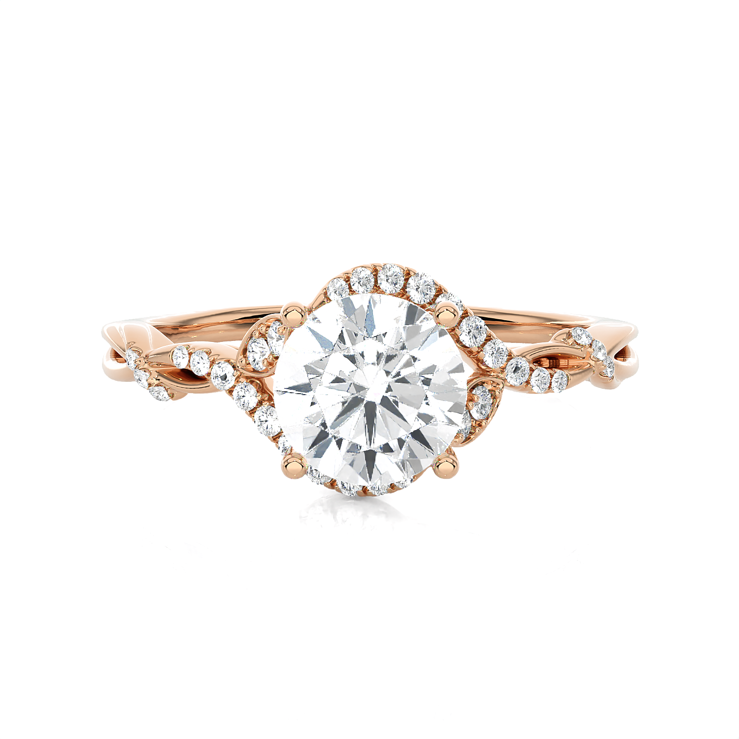 Round Lab Grown Diamond Halo Engagement Ring