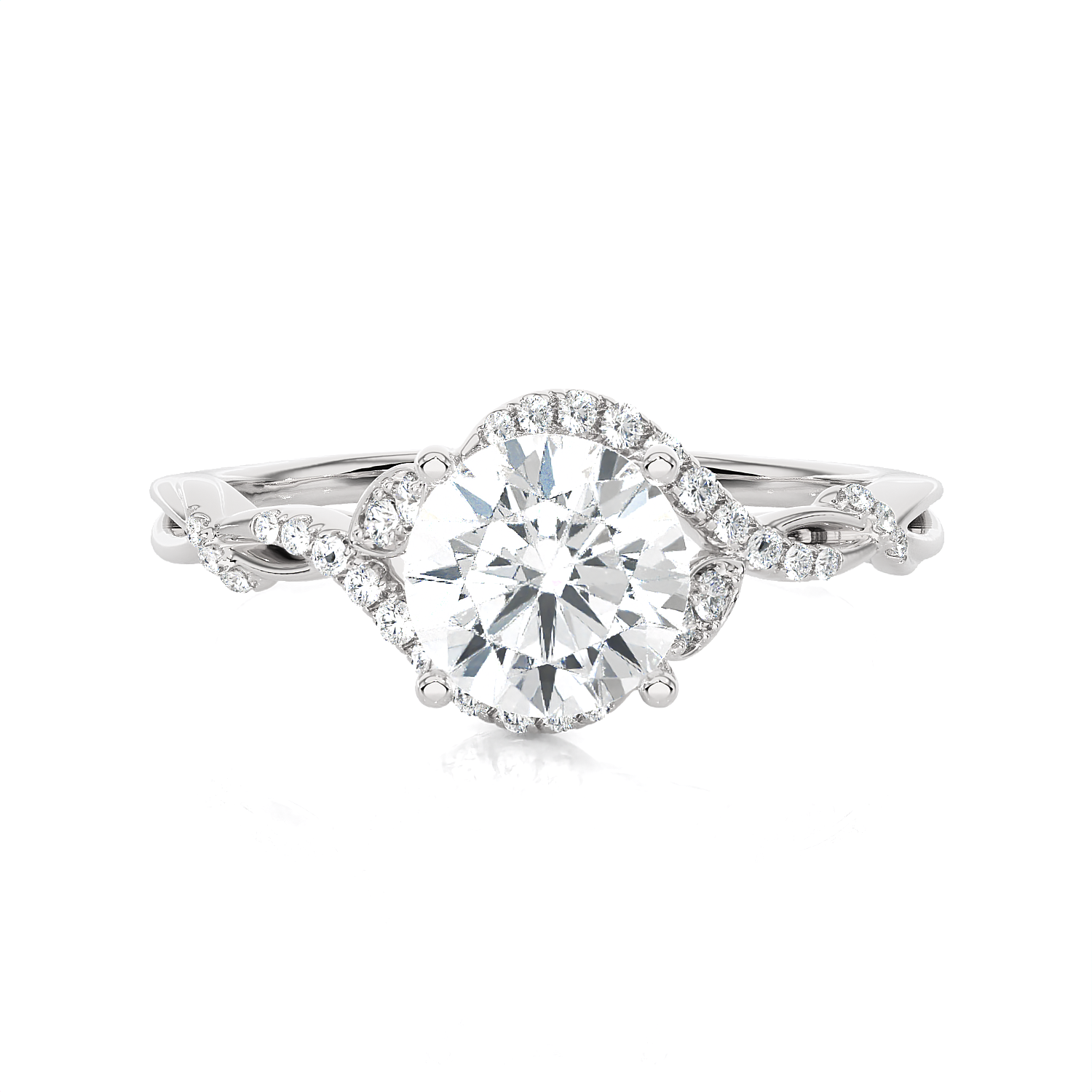 Round Lab Grown Diamond Halo Engagement Ring