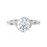 Round Lab Grown Diamond Halo Engagement Ring