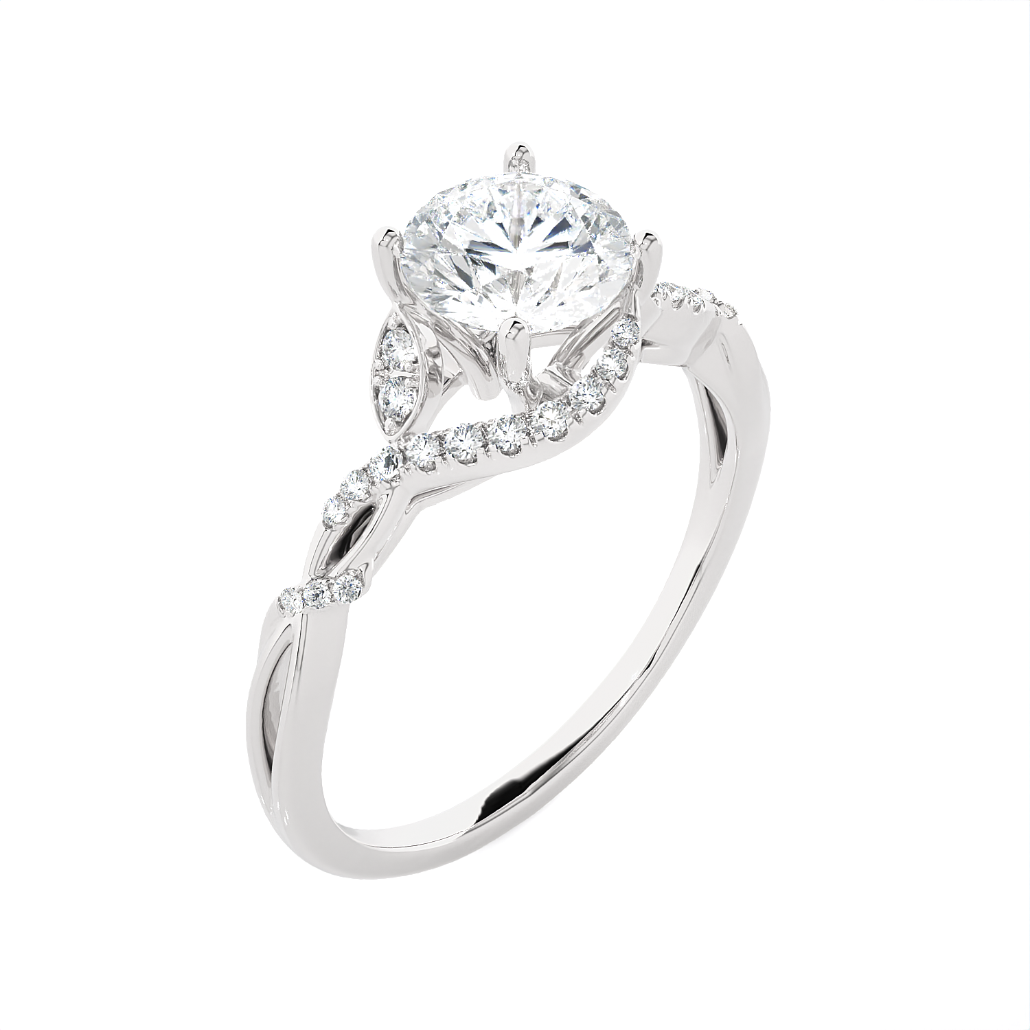 Round Lab Grown Diamond Halo Engagement Ring