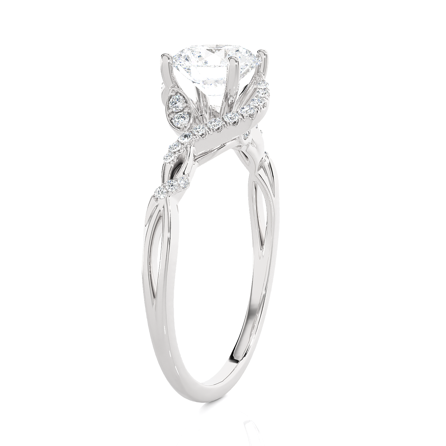Round Lab Grown Diamond Halo Engagement Ring