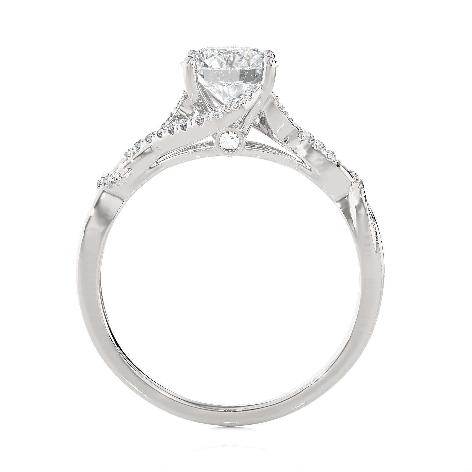 Round Lab Grown Diamond Halo Engagement Ring