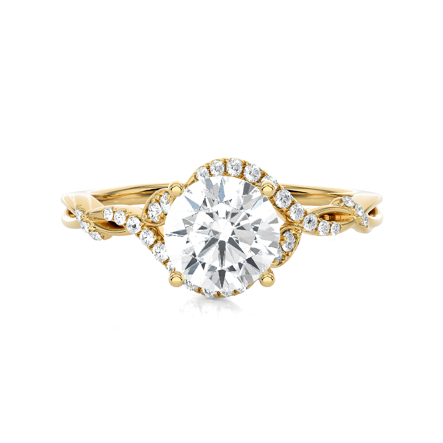Round Lab Grown Diamond Halo Engagement Ring