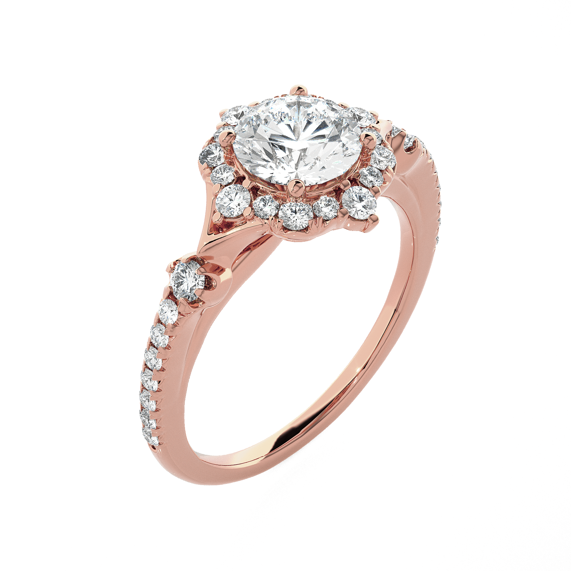 Round Lab Grown Diamond Halo Engagement Ring
