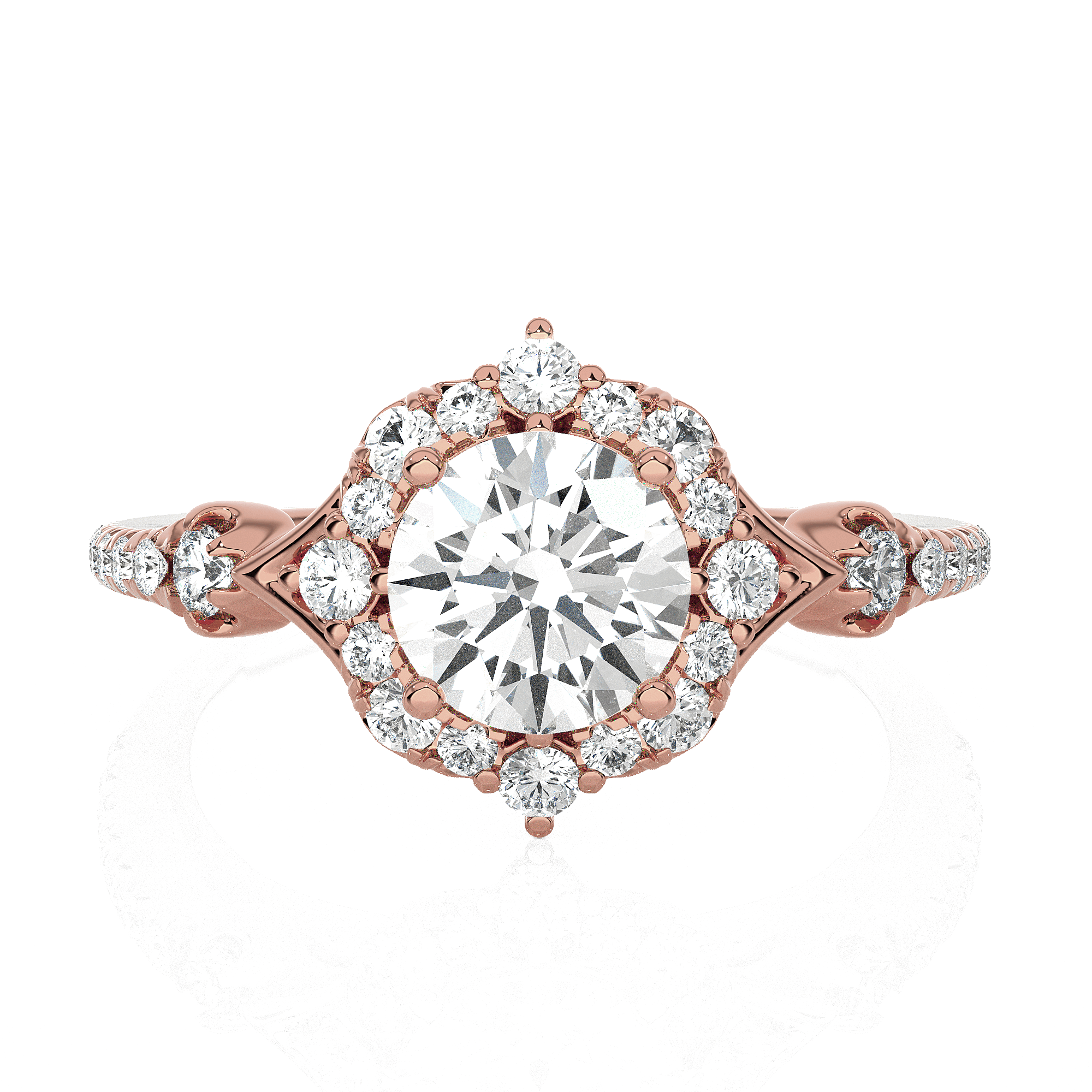 Round Lab Grown Diamond Halo Engagement Ring