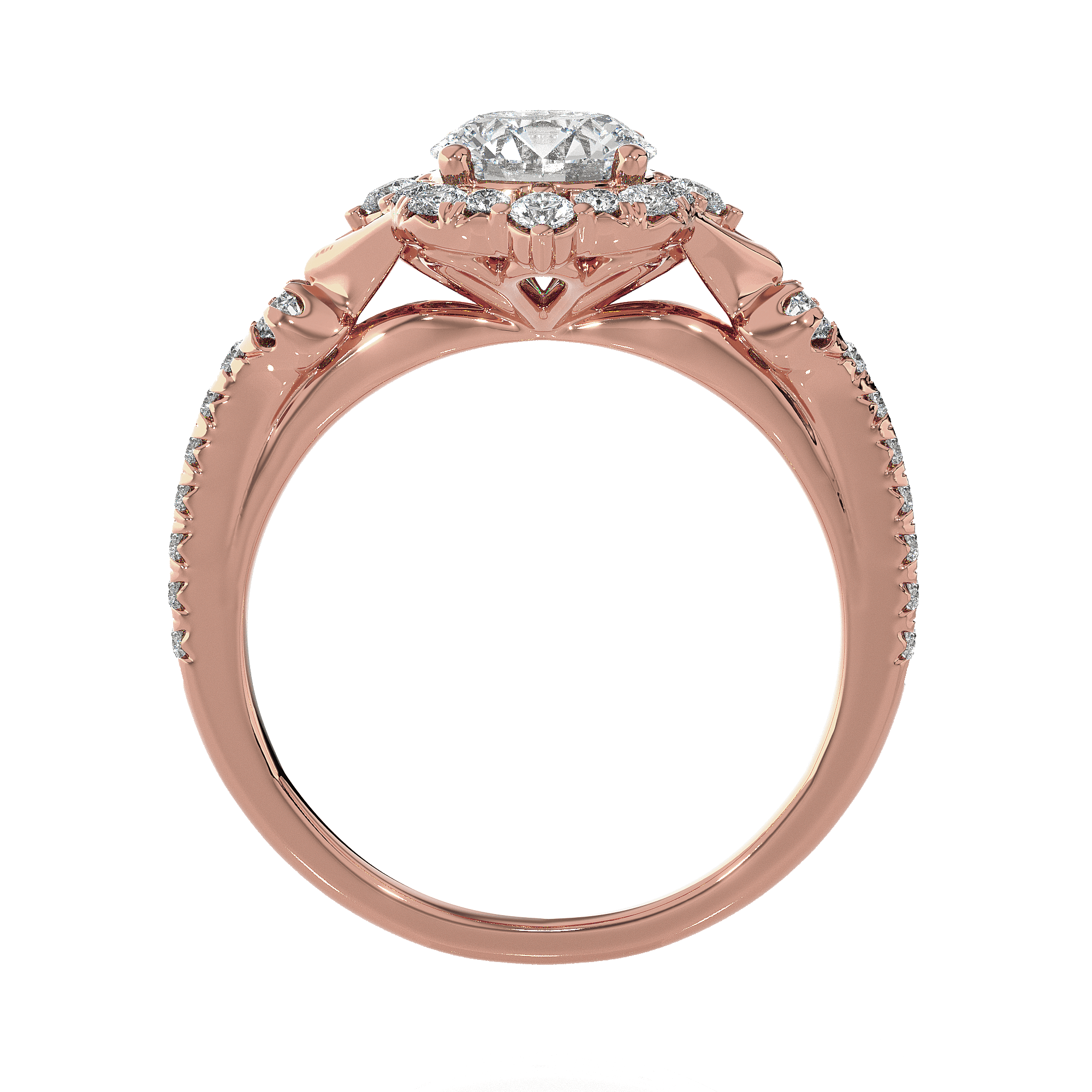 Round Lab Grown Diamond Halo Engagement Ring