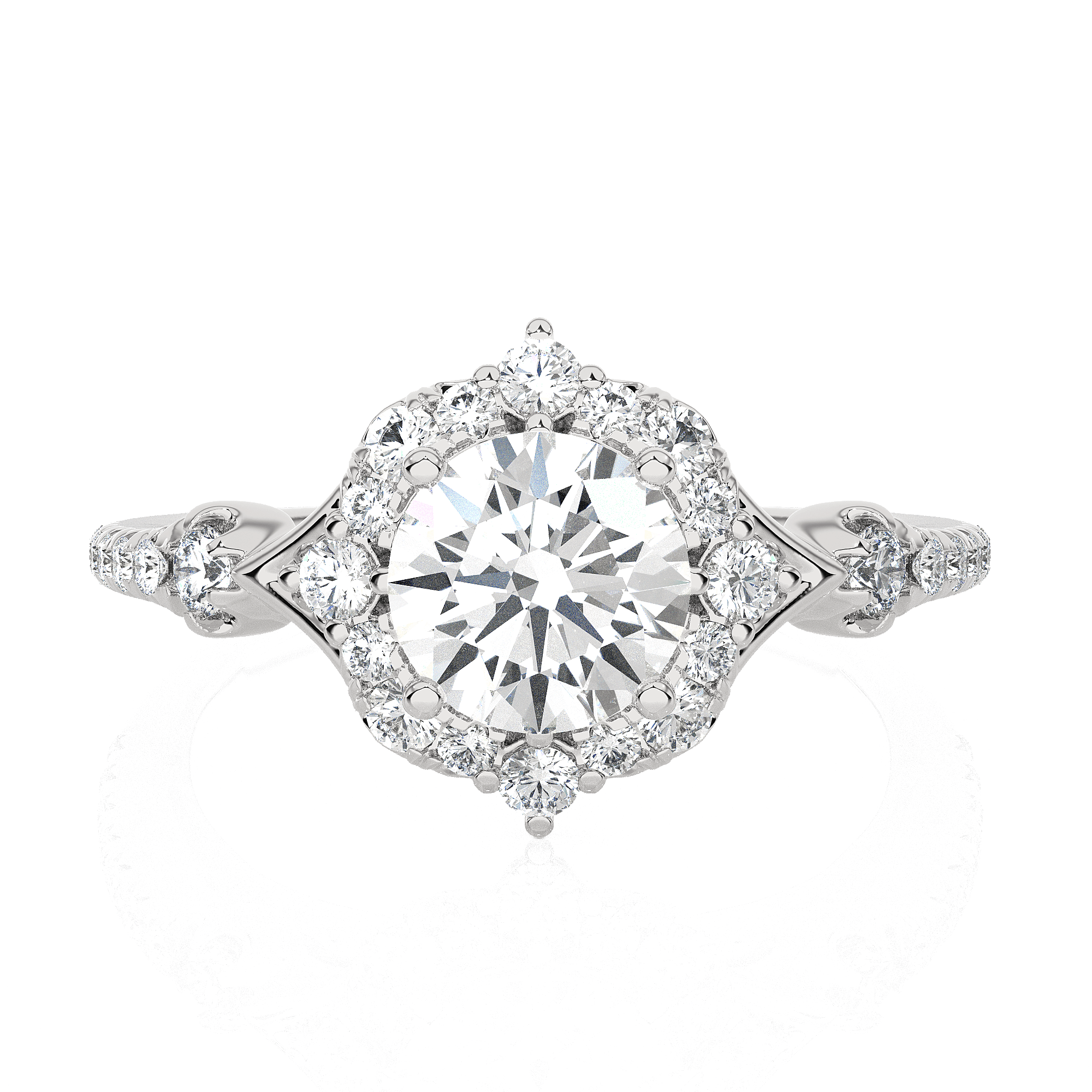 Round Lab Grown Diamond Halo Engagement Ring