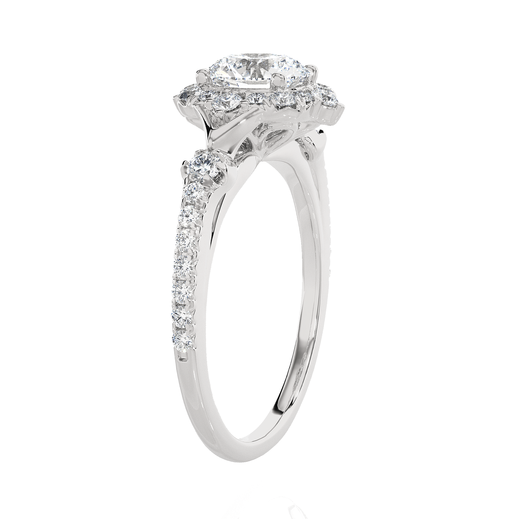 Round Lab Grown Diamond Halo Engagement Ring