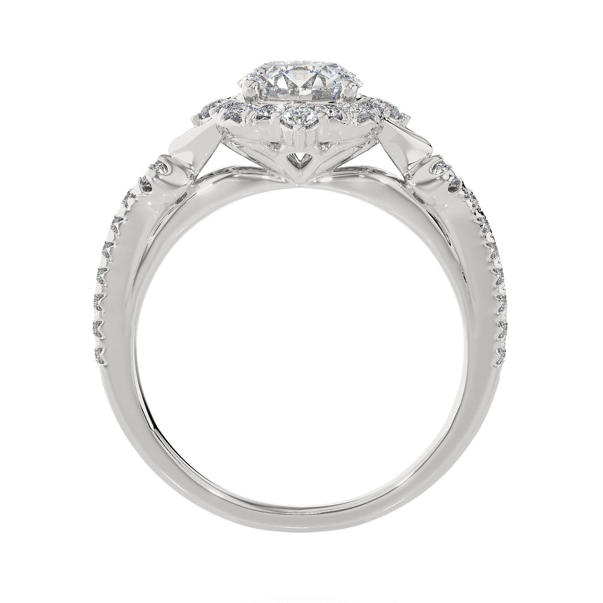 Round Lab Grown Diamond Halo Engagement Ring
