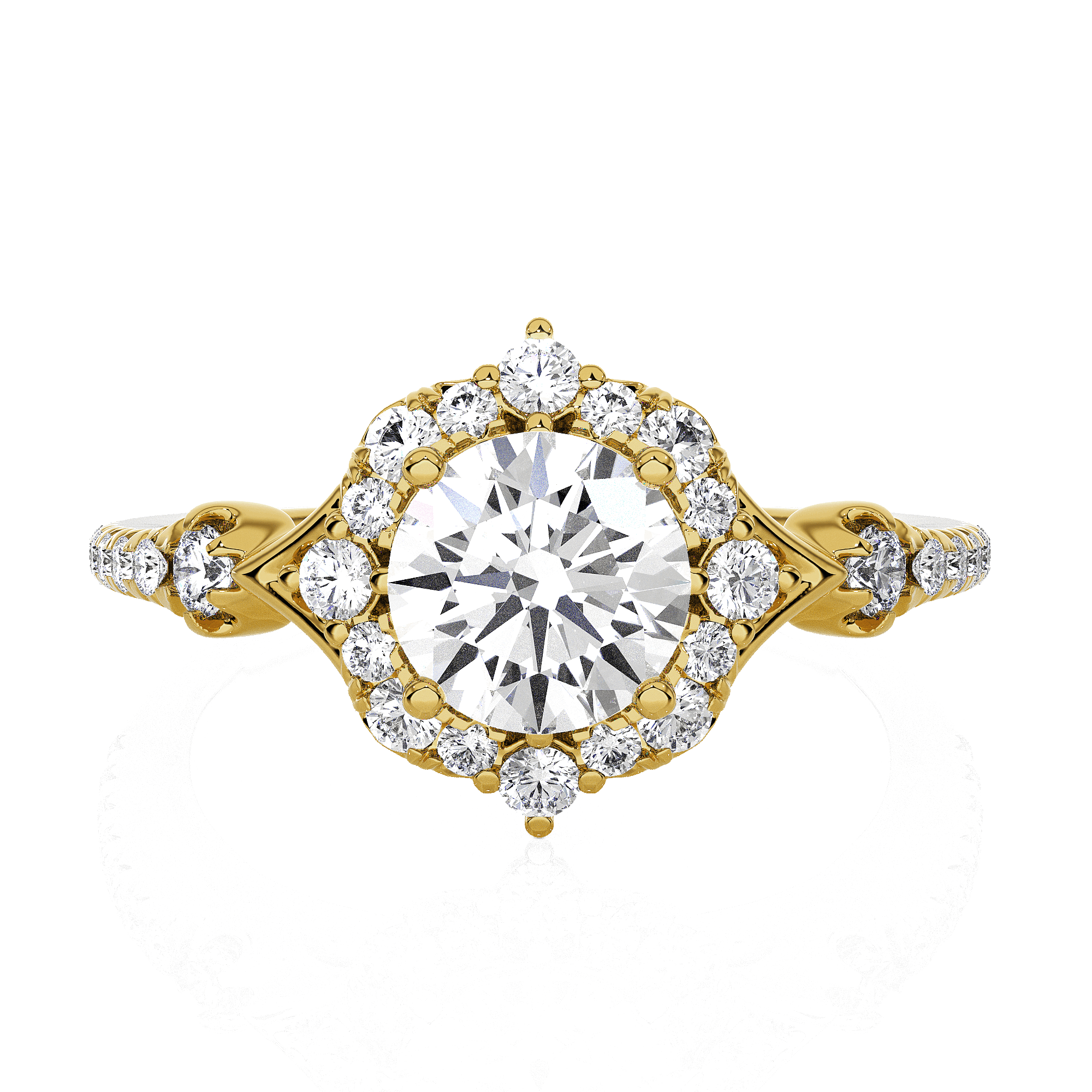 Round Lab Grown Diamond Halo Engagement Ring