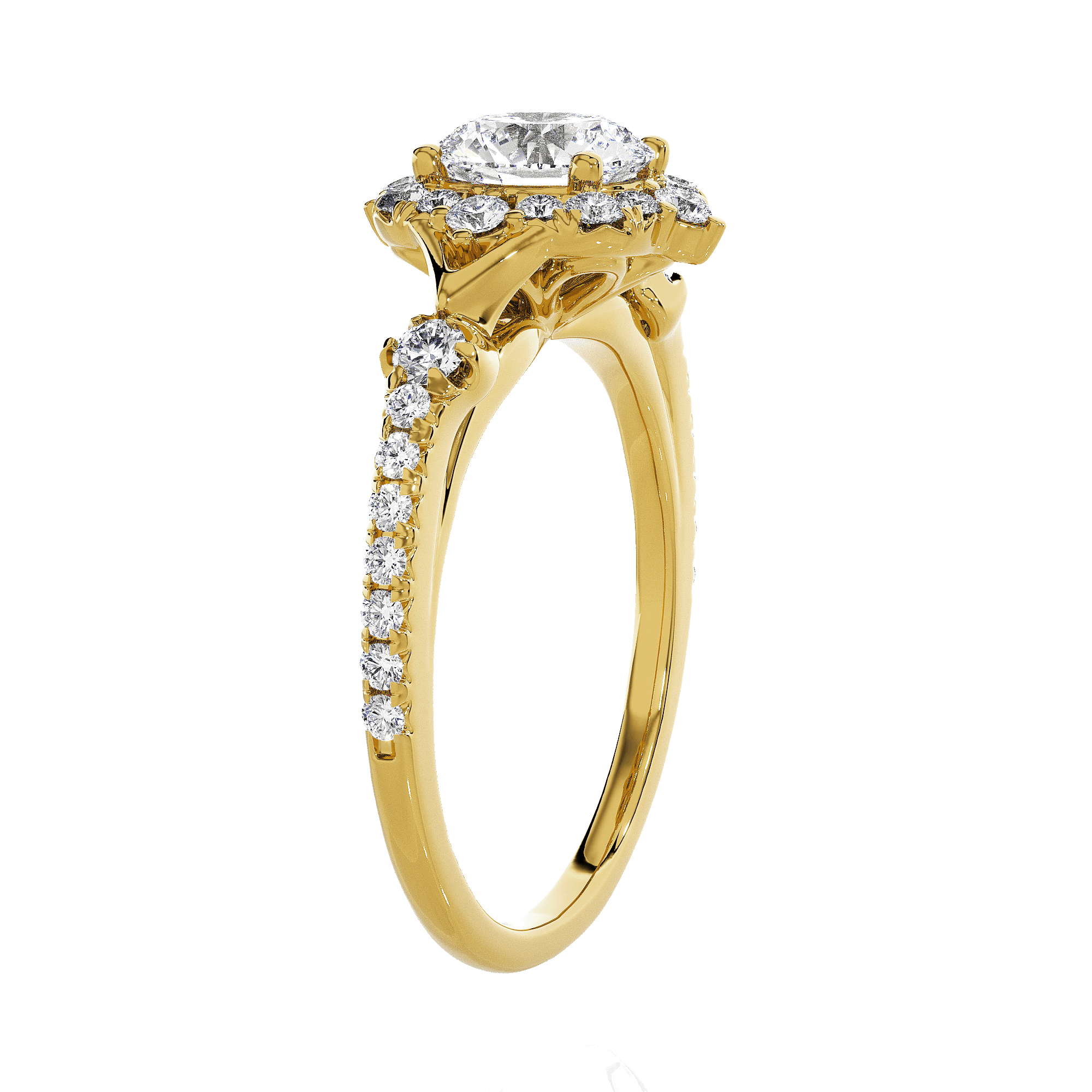 Round Lab Grown Diamond Halo Engagement Ring