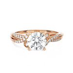Round Lab Grown Diamond Side Stone Engagement Ring