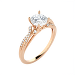 Round Lab Grown Diamond Side Stone Engagement Ring