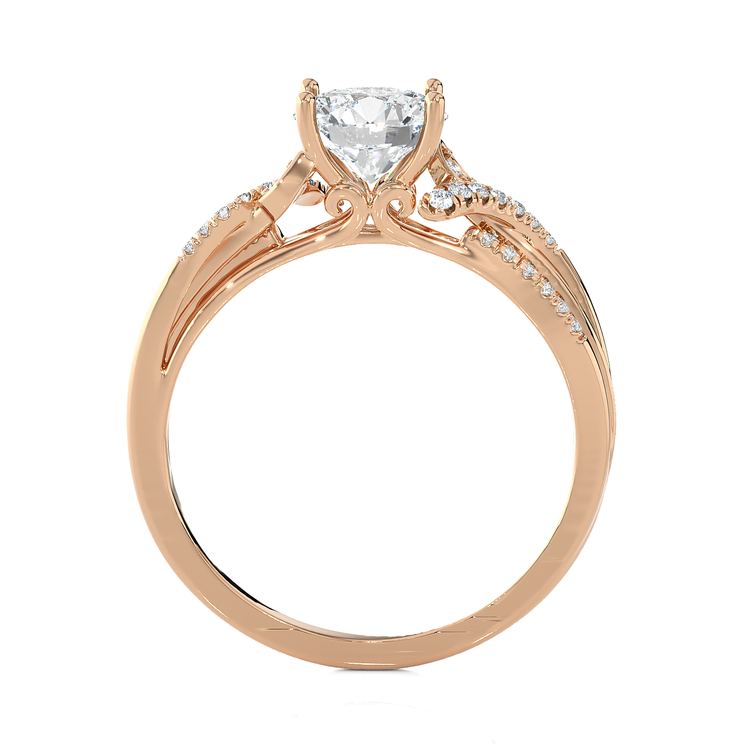 Round Lab Grown Diamond Side Stone Engagement Ring