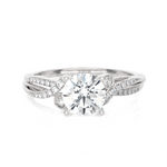 Round Lab Grown Diamond Side Stone Engagement Ring