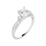 Round Lab Grown Diamond Side Stone Engagement Ring