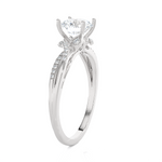 Round Lab Grown Diamond Side Stone Engagement Ring