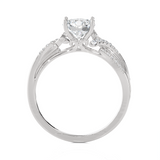 Round Lab Grown Diamond Side Stone Engagement Ring