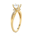 Round Lab Grown Diamond Side Stone Engagement Ring