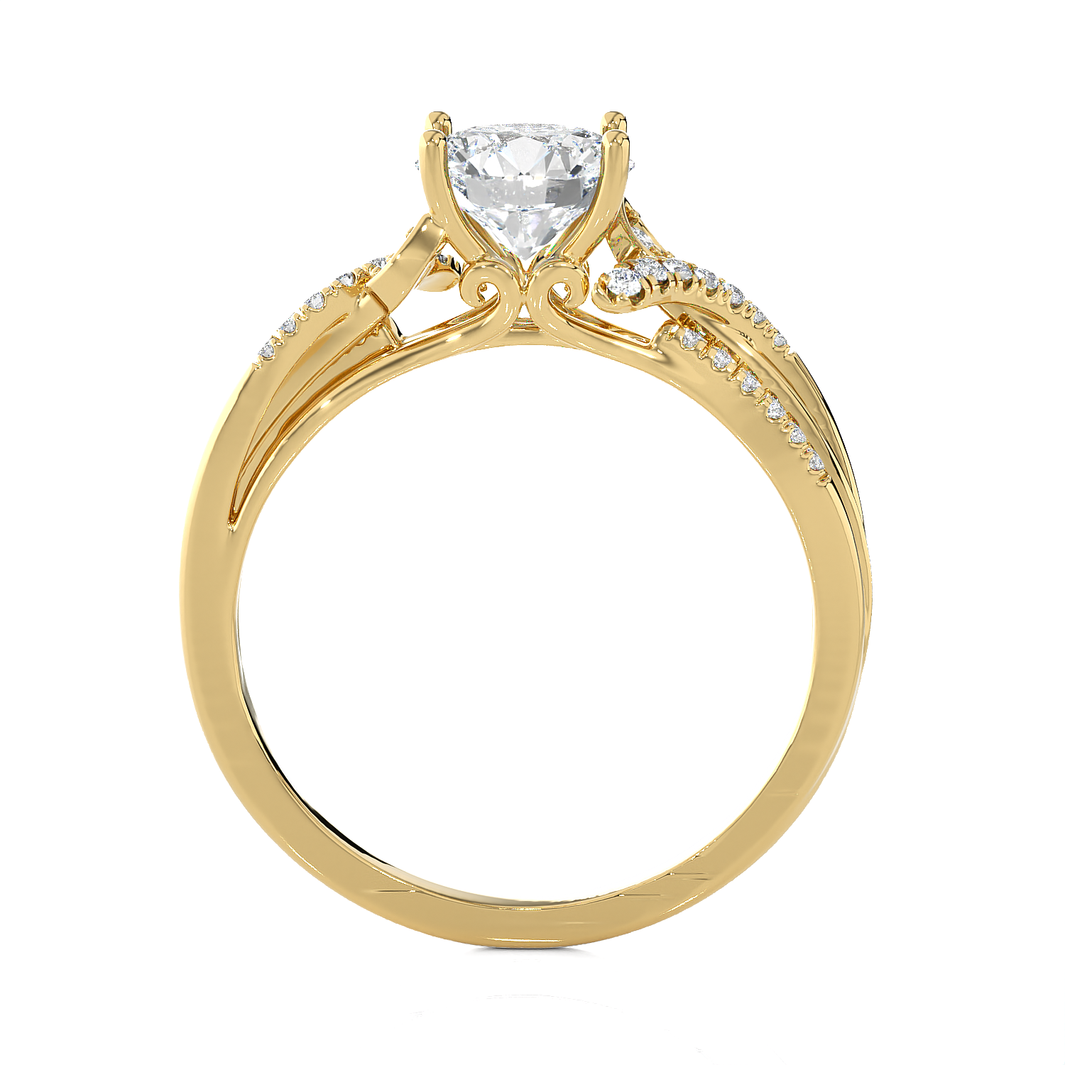 Round Lab Grown Diamond Side Stone Engagement Ring