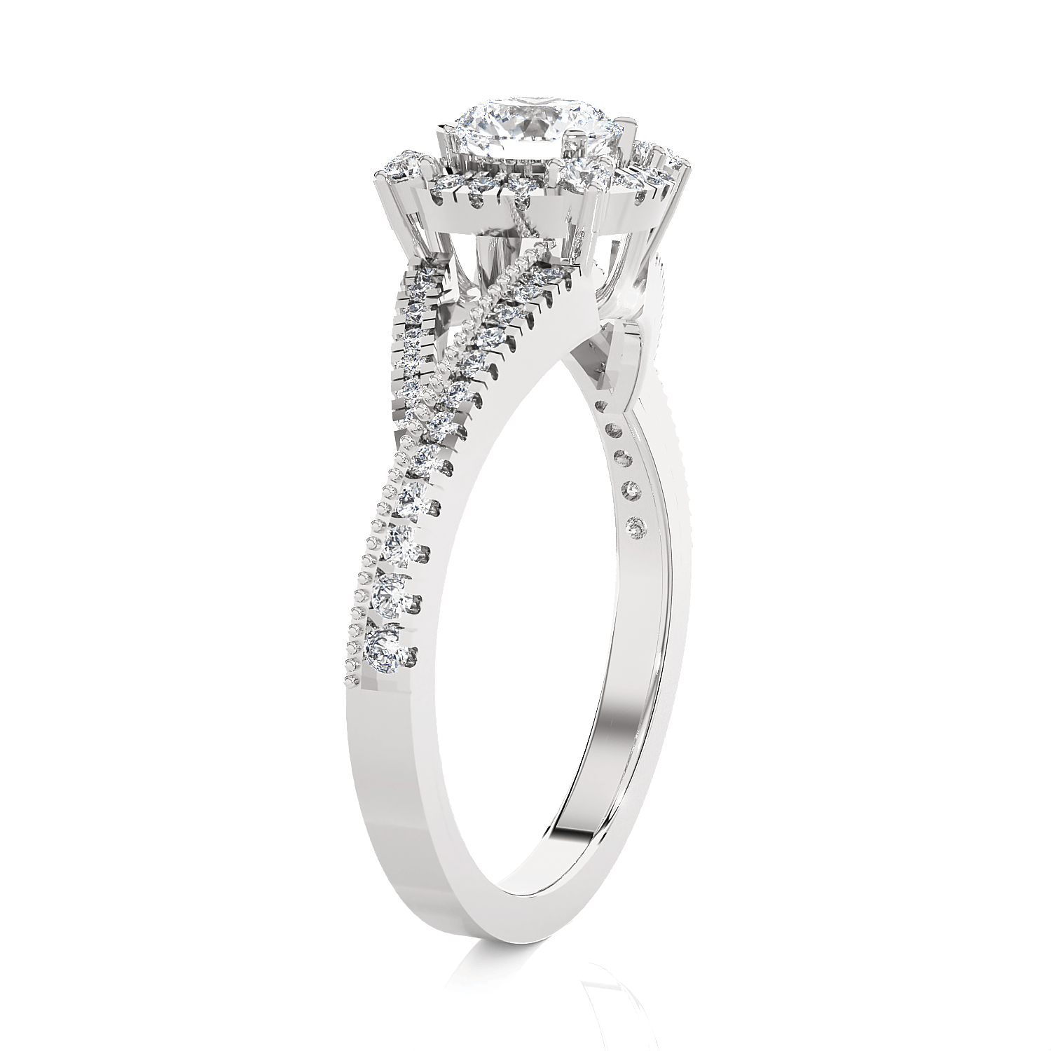 Oval Lab Grown Diamond Side Stone Engagement Ring