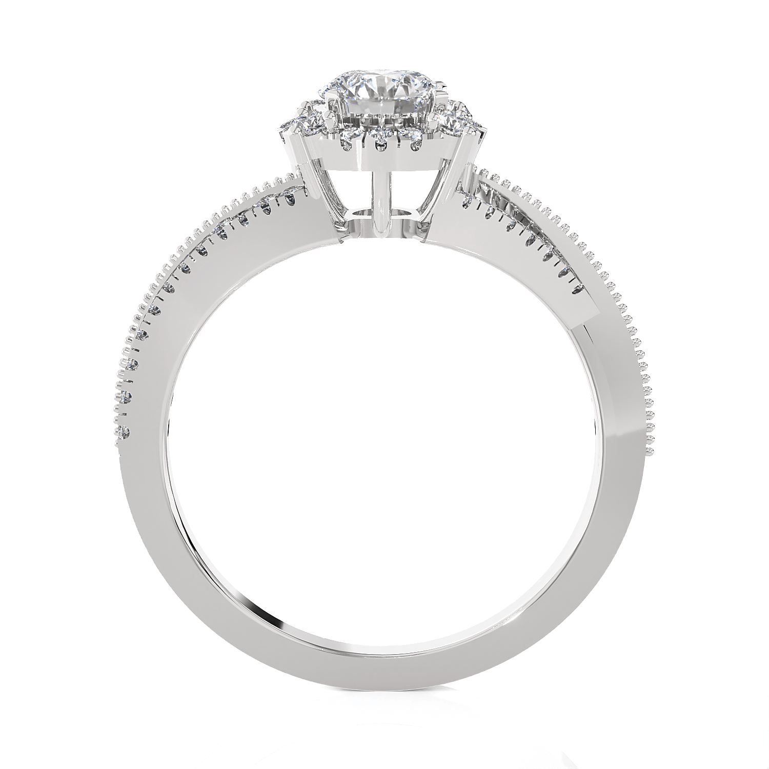 Oval Lab Grown Diamond Side Stone Engagement Ring