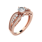 Round Lab Grown Diamond Side Stone Engagement Ring