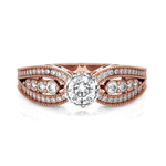Round Lab Grown Diamond Side Stone Engagement Ring
