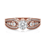 Round Lab Grown Diamond Side Stone Engagement Ring