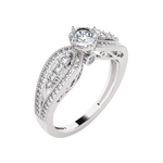 Round Lab Grown Diamond Side Stone Engagement Ring