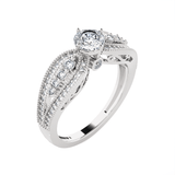 Round Lab Grown Diamond Side Stone Engagement Ring
