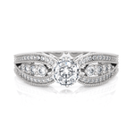 Round Lab Grown Diamond Side Stone Engagement Ring