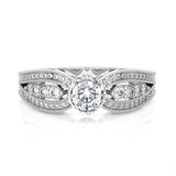 Round Lab Grown Diamond Side Stone Engagement Ring