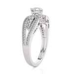 Round Lab Grown Diamond Side Stone Engagement Ring