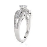 Round Lab Grown Diamond Side Stone Engagement Ring