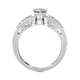 Round Lab Grown Diamond Side Stone Engagement Ring
