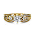 Round Lab Grown Diamond Side Stone Engagement Ring