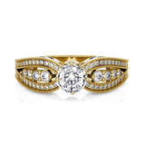 Round Lab Grown Diamond Side Stone Engagement Ring