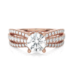 Round Lab Grown Diamond Side Stone Engagement Ring
