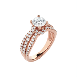 Round Lab Grown Diamond Side Stone Engagement Ring