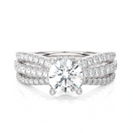 Round Lab Grown Diamond Side Stone Engagement Ring