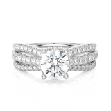 Round Lab Grown Diamond Side Stone Engagement Ring