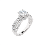 Round Lab Grown Diamond Side Stone Engagement Ring