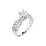 Round Lab Grown Diamond Side Stone Engagement Ring
