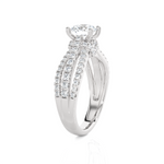 Round Lab Grown Diamond Side Stone Engagement Ring