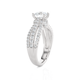 Round Lab Grown Diamond Side Stone Engagement Ring