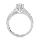 Round Lab Grown Diamond Side Stone Engagement Ring