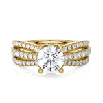 Round Lab Grown Diamond Side Stone Engagement Ring